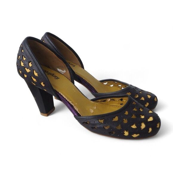 Faryl Robin Perforated Heels Navy / Yellow Women's 10 - Picture 4 of 13
